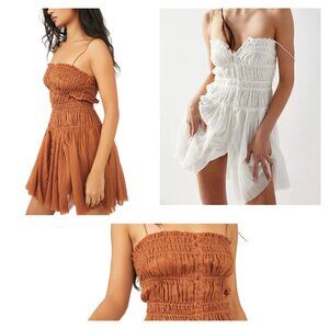 FP ONE XS Pumpkin Lausanne Slip Dress Spaghetti Strap Raw Edges